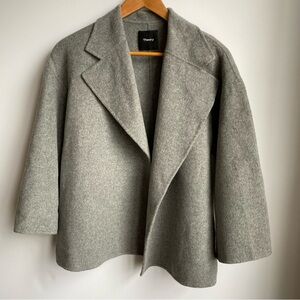 Theory Wool Cashmere Bell Sleeve Kimono Wrap Robe Jacket *No Belt*